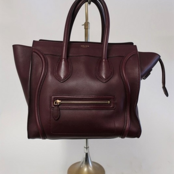 Celine Handbags - Celine Mini Luggage Tote Bag Burgundy Leather